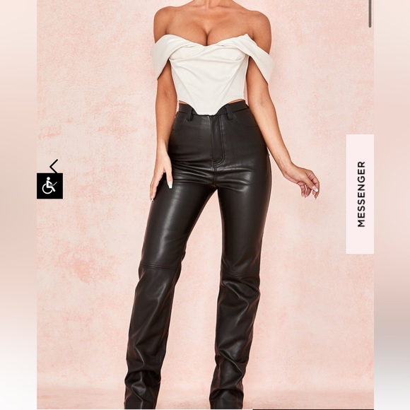 House of Cb - inaya black stretch vegan leather pants - Picture 1 of 5